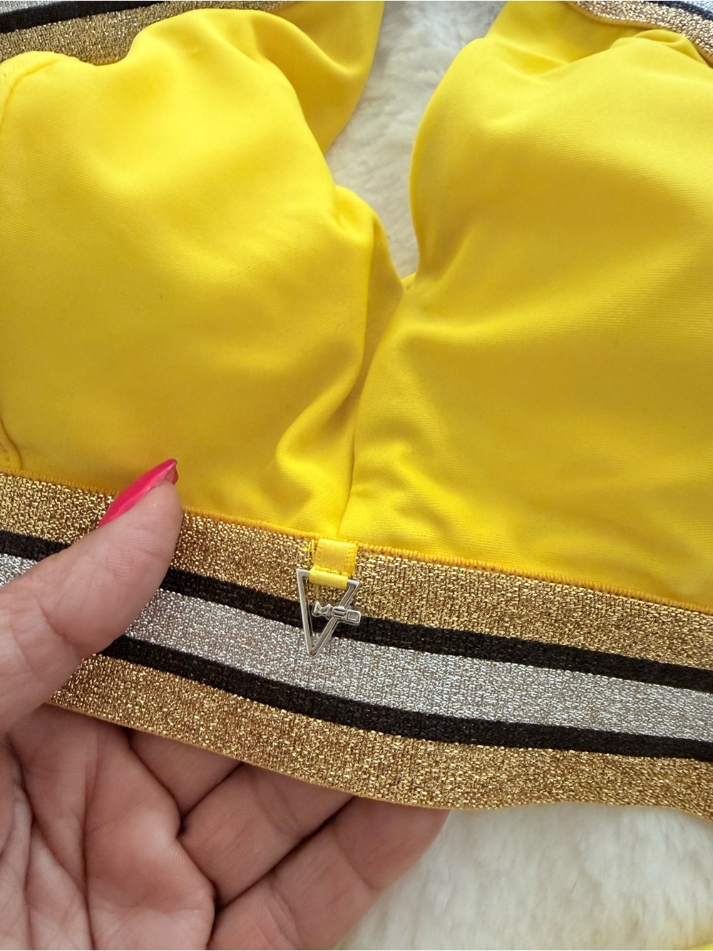 ME Makeover Essentials Yellow Women's Bikini Set with Striped Waistband - Picture 5 of 7